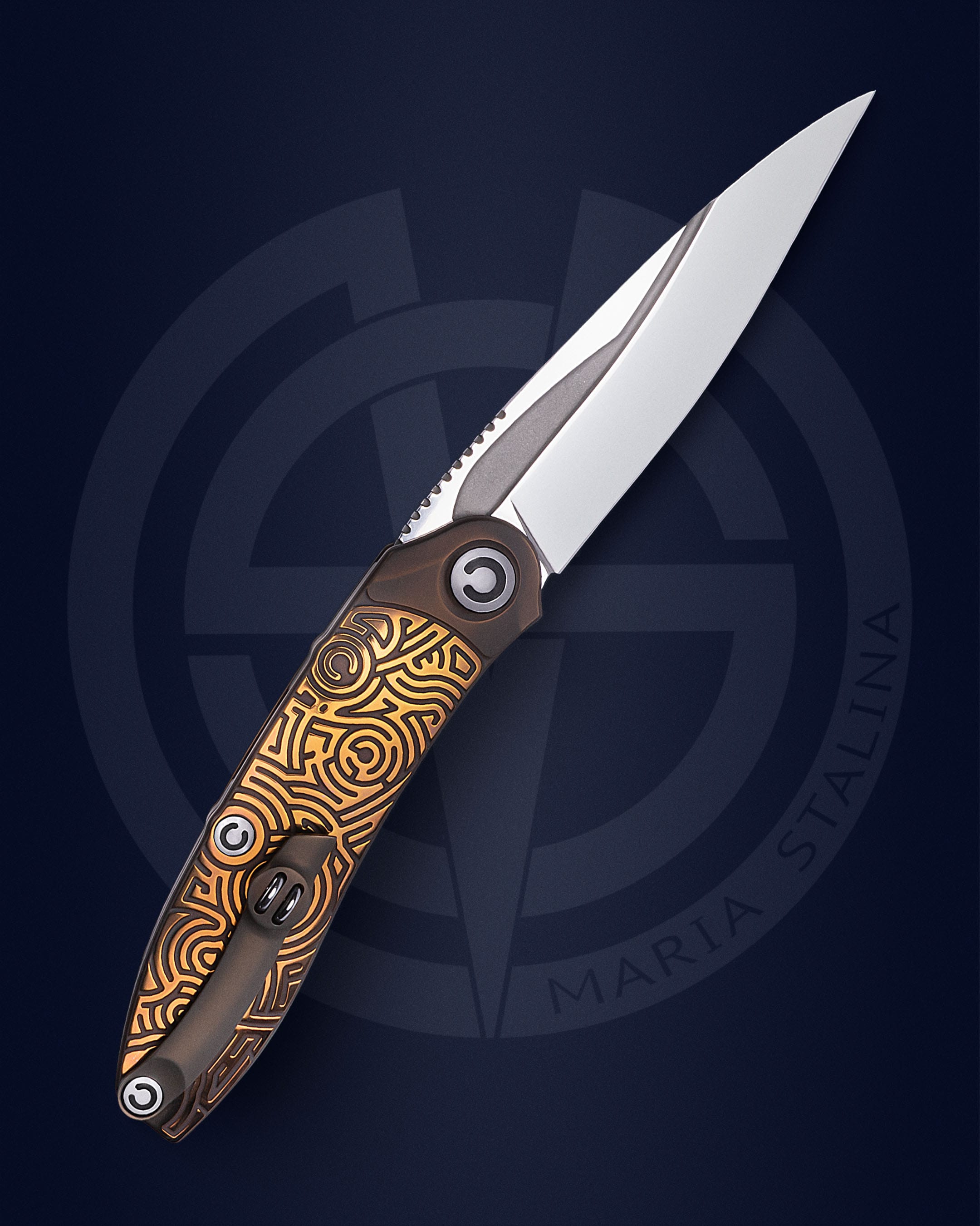 The knife Technoshaman 2.0. Slim (Gold) 7/10 SiL Manufactory_1 The knife Technoshaman 2.0. Slim (Gold) 7/10 SiL Manufactory_1