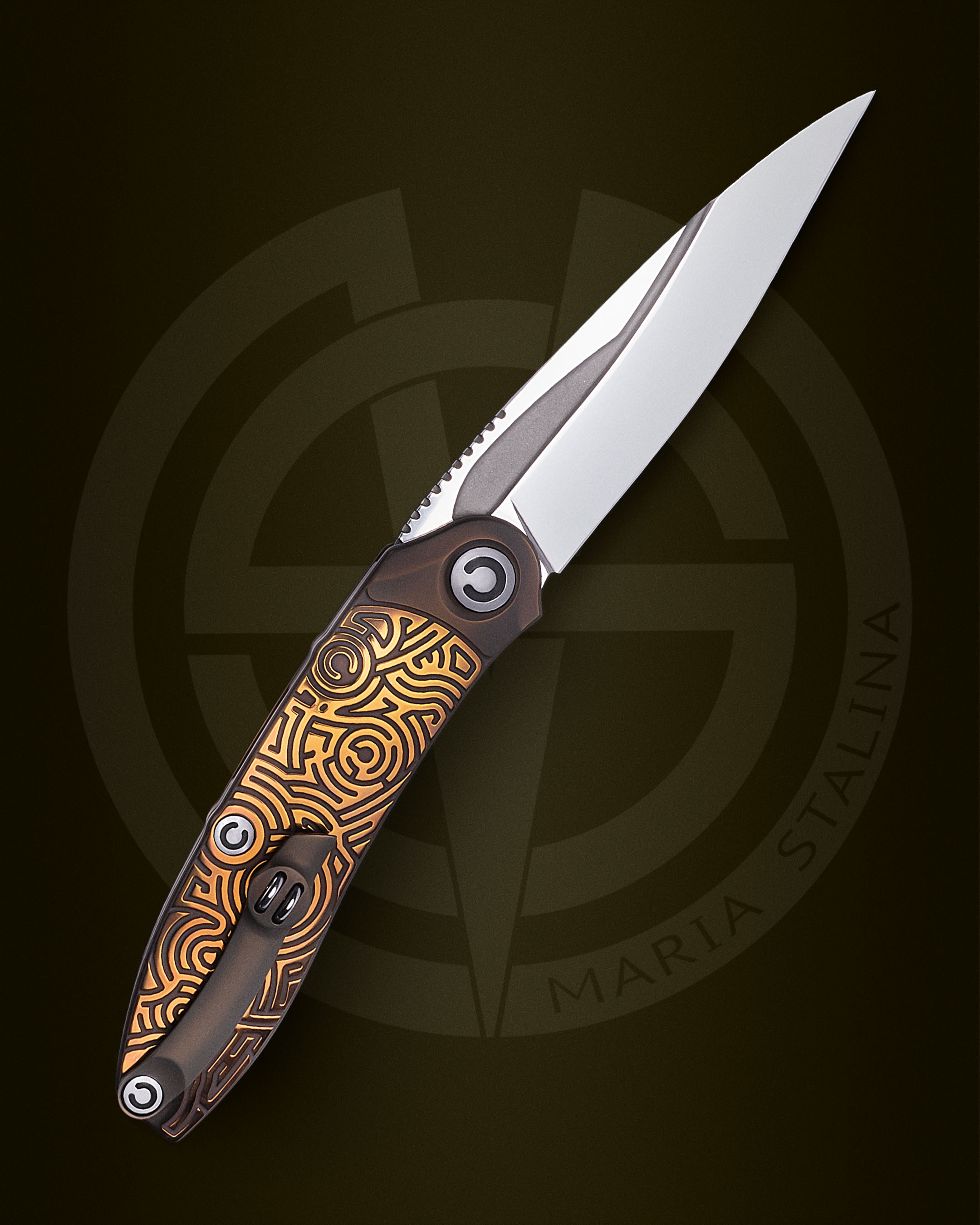 The knife Technoshaman 2.0. Slim (Gold) 9/10 SiL Мanufactory _1 The knife Technoshaman 2.0. Slim (Gold) 9/10 SiL Мanufactory _1