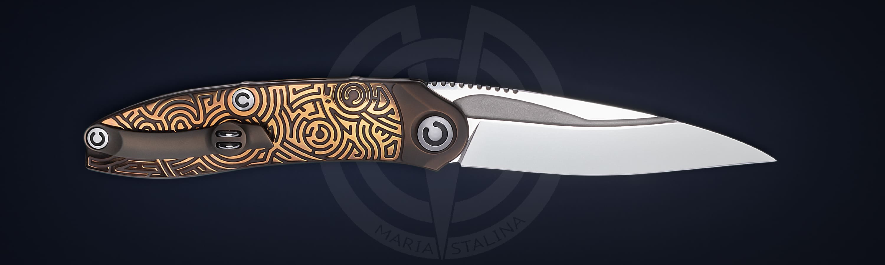 The knife Technoshaman 2.0. Slim (Gold) 7/10 SiL Manufactory_1 The knife Technoshaman 2.0. Slim (Gold) 7/10 SiL Manufactory_1