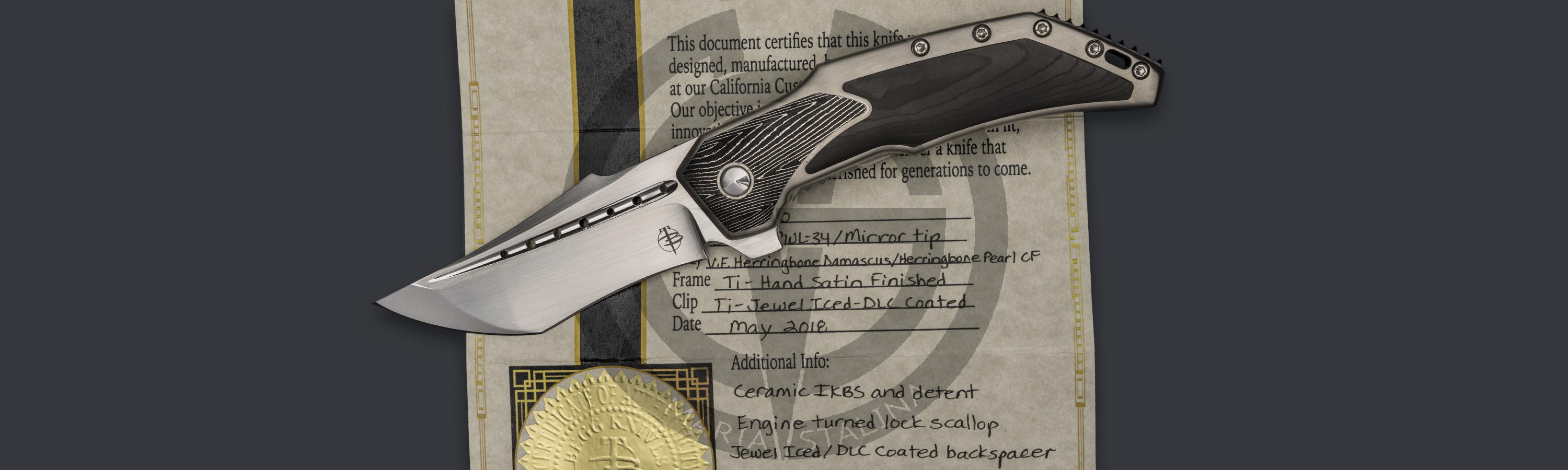 Сертификат подлинности от Begg Knives