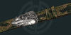 Кастомный кожаный ремень из кожи ящерицы работы Андрея Аввакумова с авторской бляхой 