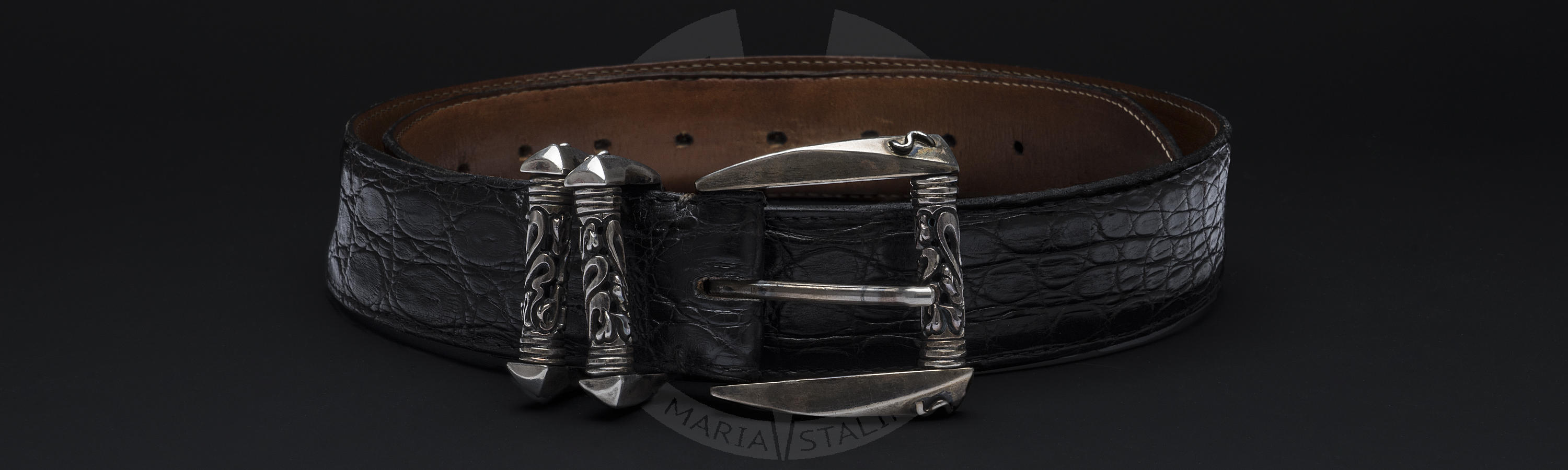 Crocodile leather belt