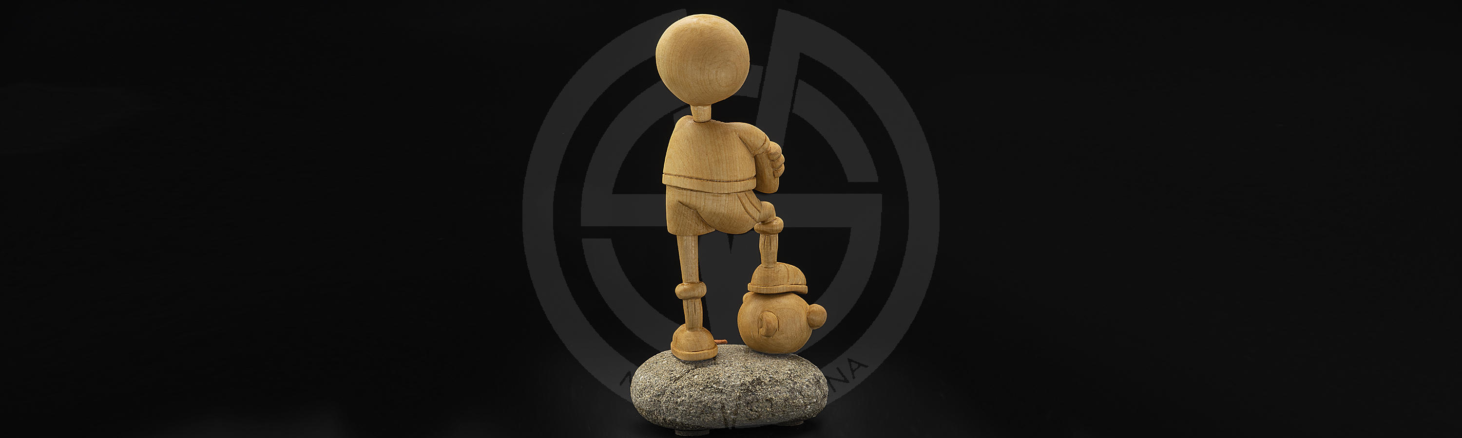 Cool wooden figurine The football star