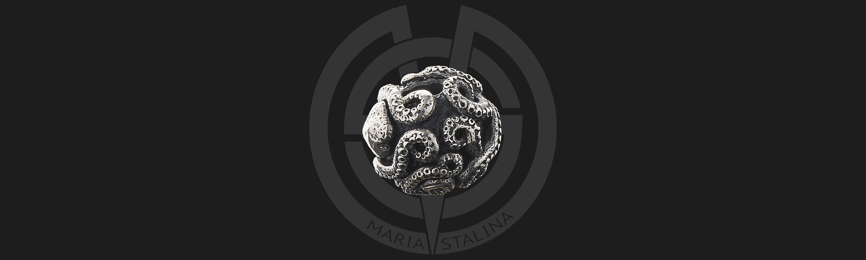 White metal lanyard bead Octopus