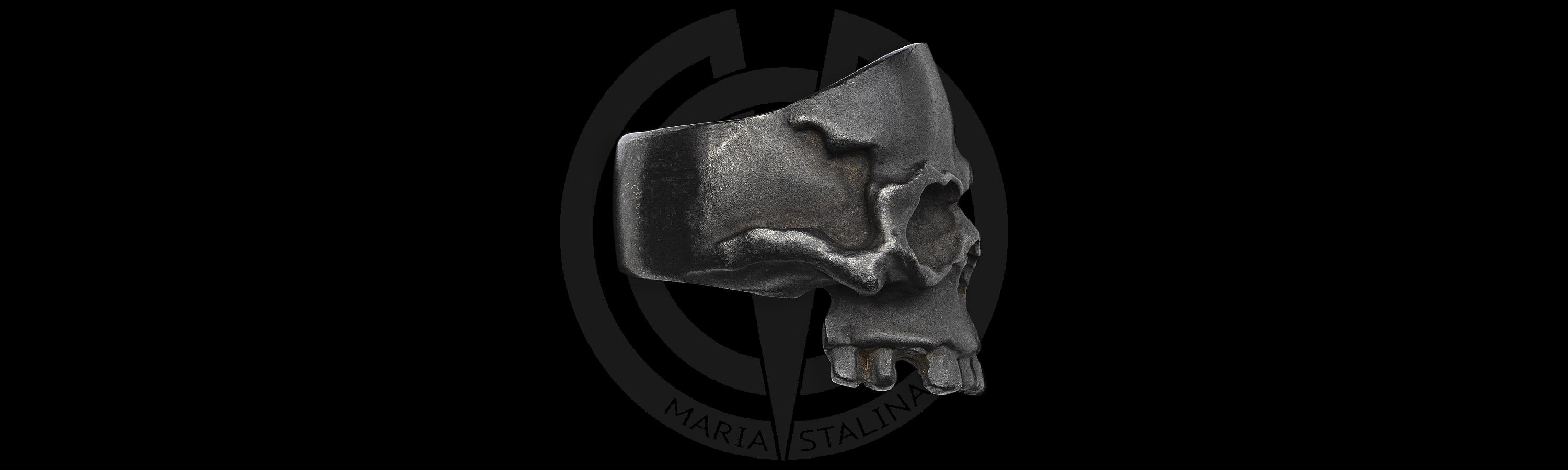 Black ring Skull was handmade by Japanese silversmith Hidetoshi Nakayama