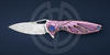 Blade Material:Rose Damascus Steel. Rike mini Hummingbird pink by Chinese company Rike Knife 