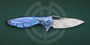 Rose Damascus Steel blade of Rike mini blue Hummingbird by Chinese company Rike Knife 