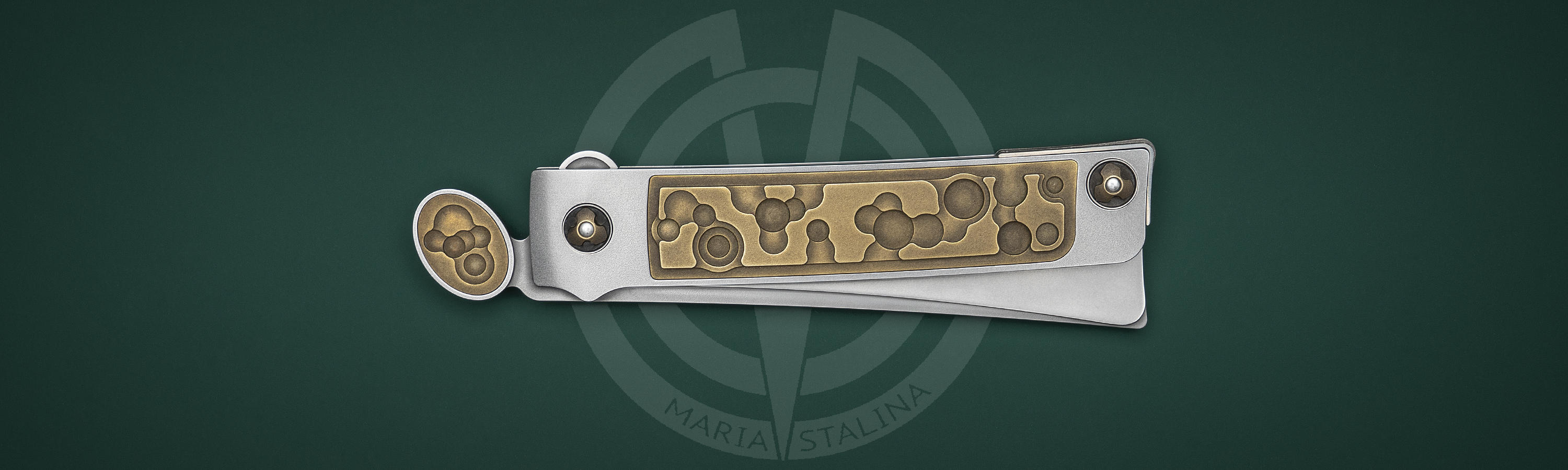 Bronze inlays of handle Barber knife