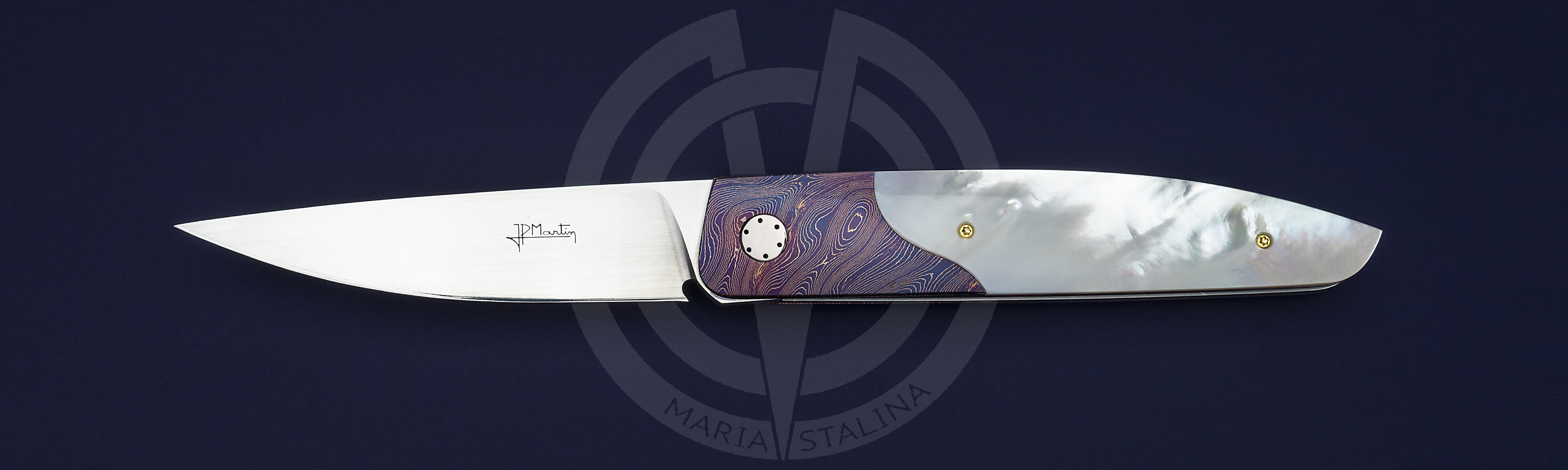 Jean-Pierre Martin City knife with timascus and mother of pearl