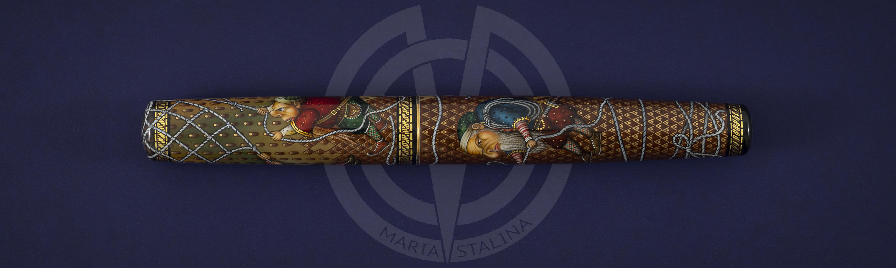 Fedoskino factory pen hand-painted Dragon Catchers