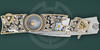 White metal inlay of the collectible knife Kandiru Siska with mother-of-pearl