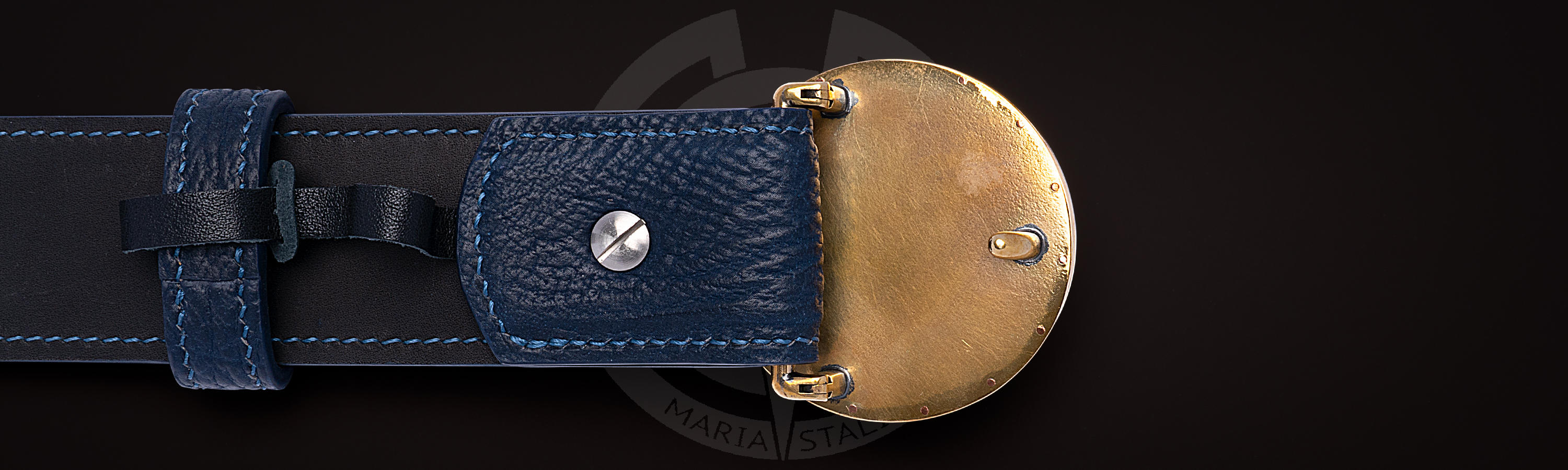 Handmade shark leather belt with designer buckle