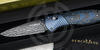 Carbon with blue G10 inlays of 581-131 Gold Class Barrage by designer Warren Osbourne Benchmade